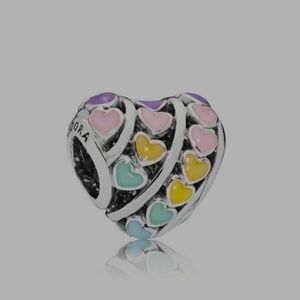 Pandora Multi colour hearts charm